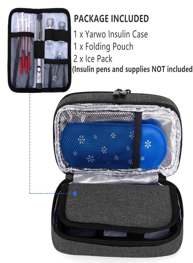 Yarwo Insulin Cooler Travel Case, Double-Layer Diabetic Travel Case with 2 Ice Packs, Diabetic Supplies Organizer for Insulin Pens, Blood Glucose Monitors or Other Diabetes Care Accessories, Black - Image 2